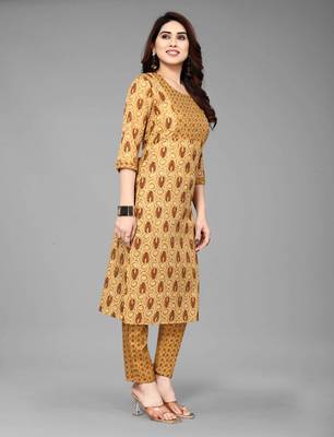 Musterd Cotton Prty Wear Kurta Set  2