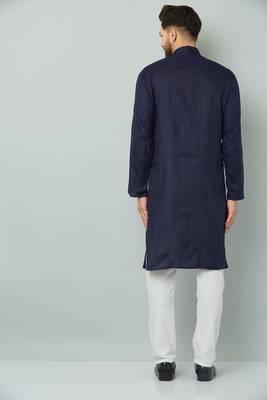 Lemonx Cotton Navy Royal Sherwani Type Kurta Payjama 3