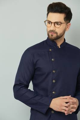 Lemonx Cotton Navy Royal Sherwani Type Kurta Payjama 4