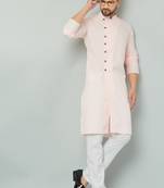 Lemonx Cotton Pink Royal Sherwani Type Kurta Payjama