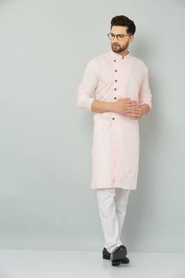 Lemonx Cotton Pink Royal Sherwani Type Kurta Payjama 2