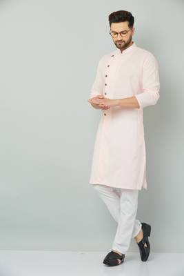 Lemonx Cotton Pink Royal Sherwani Type Kurta Payjama 5