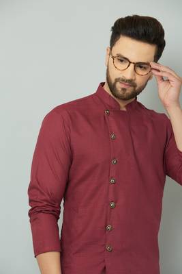 Lemonx Cotton Maroon Royal Sherwani Type Kurta Payjama 3