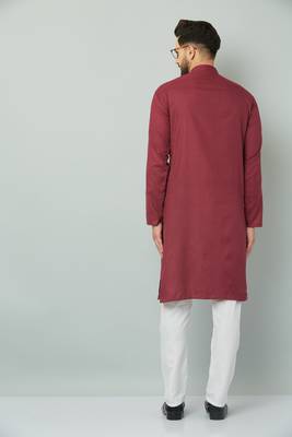 Lemonx Cotton Maroon Royal Sherwani Type Kurta Payjama 4