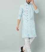 Lemonx Cotton Sky Blue Royal Sherwani Type Kurta Payjama