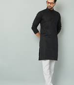Lemonx Classy Look Black Cotton kurta & Payjama set for men's