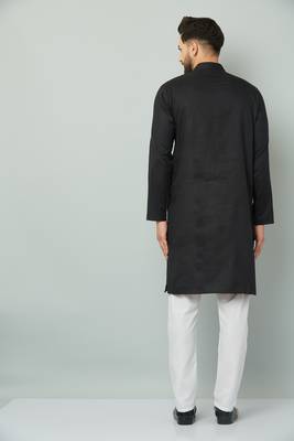 Lemonx Classy Look Black Cotton kurta & Payjama set for men's 4