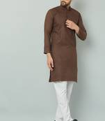 Lemonx Classy Look Brown Cotton kurta & Payjama set for men's