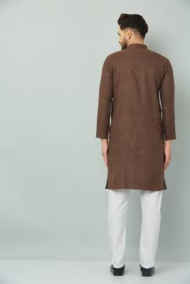 Lemonx Classy Look Brown Cotton kurta & Payjama set for men's 4
