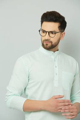 Lemonx Classy Look Green Cotton kurta & Payjama set for men's 3