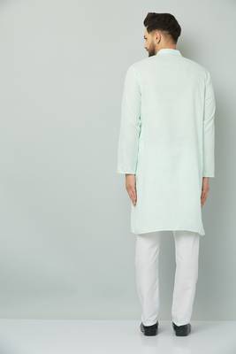 Lemonx Classy Look Green Cotton kurta & Payjama set for men's 4