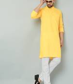Lemonx Classy Look Mustard Cotton kurta & Payjama set for men's