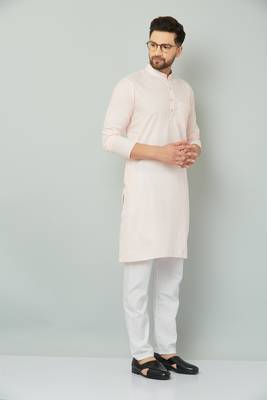 Lemonx Classy Look Pink Cotton kurta & Payjama set for men's 2
