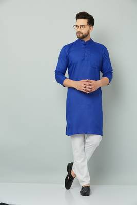 Lemonx Classy Look Royal Blue Cotton kurta & Payjama set for men's 2