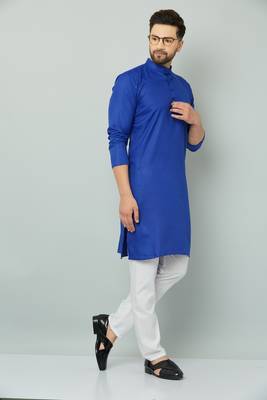 Lemonx Classy Look Royal Blue Cotton kurta & Payjama set for men's 3
