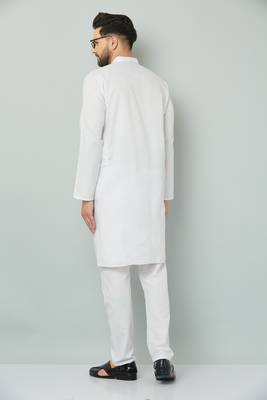 Lemonx Classy Look White Cotton kurta & Payjama set for men's 4