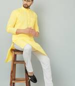 Lemonx Classy Look Yellow Cotton kurta & Payjama set for men's