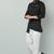 Lemonx Asymmetric Shirt Style Black Kurta Pant Set for men's