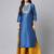 Janasya women's blue poly silk solid straight kurta