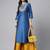 Janasya women's blue poly silk solid straight kurta