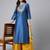 Janasya women's blue poly silk solid straight kurta