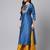 Janasya women's blue poly silk solid straight kurta