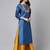 Janasya women's blue poly silk solid straight kurta