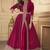 Crimson color georgette embroidered semi stitched salwar kameez
