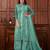 Turquoise color embroidered soft net semi stitched designer salwar suit