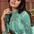 Turquoise color embroidered soft net semi stitched designer salwar suit