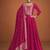 Magenta color pure silk embroidered stitched anarkali suit