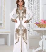 White Zari & Stone Work stitched Georgette Kaftan Party & Wedding dress