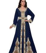 Navy Blue HandCrafted Zari & Stone work stitched Georgette Kaftan Wedding dress