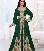 Green Zari Work stitched Georgette Kaftan Wedding Dress