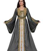 Grey-White HandCrafted Zari & Stone work stitched Georgette Kaftan Party dress