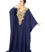 Navy Blue HandCrafted Zari & Stone work stitched Georgette Farasha Wedding dress