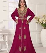 Hot Pink Only  Stone Work stitched Georgette Kaftan Party & Wedding dress