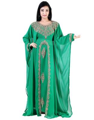 Sea Green Only Zari Work stitched Georgette Kaftan Party dress 3