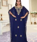 Navy Blue HandCrafted Zari & Stone work stitched Georgette Kaftan Wedding dress