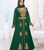 Green Zari Work stitched Georgette Kaftan Wedding Dress