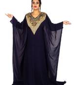 Navy Blue HandCrafted only Stone work stitched Georgette Kaftan Wedding dress