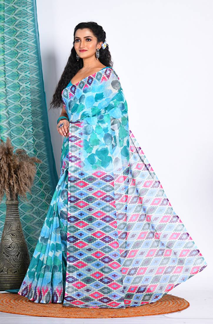 SEMI DIGITAL PRINT SAREE