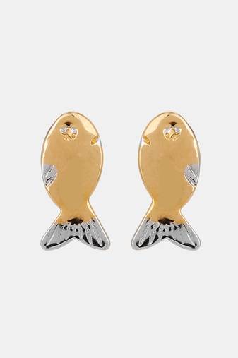 Women gold-plated fish  handcrafted stud