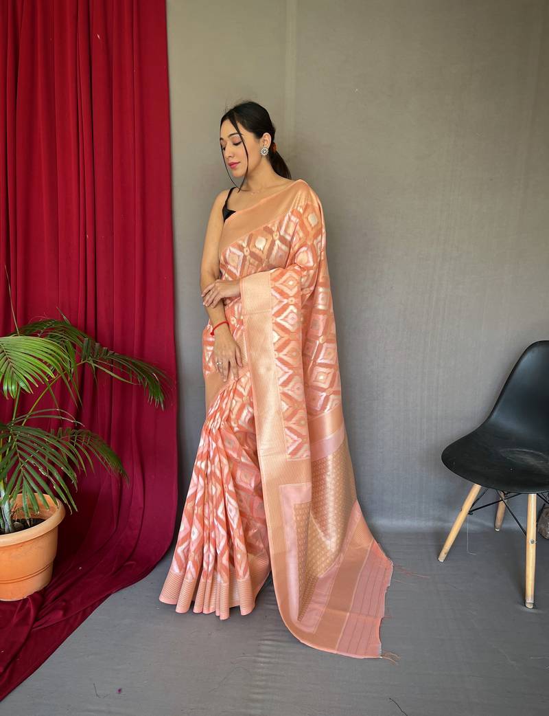ORANGE MOST BEAUTIFUL SUPER LINEN SILK SAREE