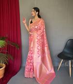 HOT PINK MOST BEAUTIFUL SUPER LINEN SILK SAREE
