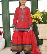 Pink embroidered shimmer straight kids salwar suits