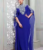 Blue Only stone Work stitched Georgette Farasha Party dress