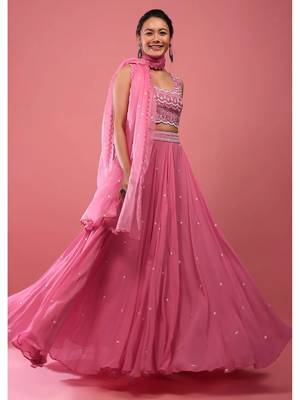 Onion Pink Bridesmaid Lehenga Choli for Women 1
