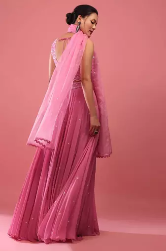 Onion Pink Bridesmaid Lehenga Choli for Women