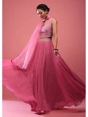 Onion Pink Bridesmaid Lehenga Choli for Women 3